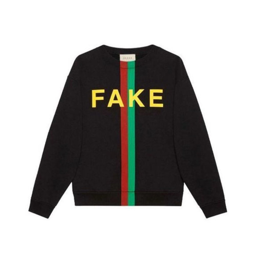 Gucci “Fake/Not” Print Cotton Jersey Sweatshirt 'Black'